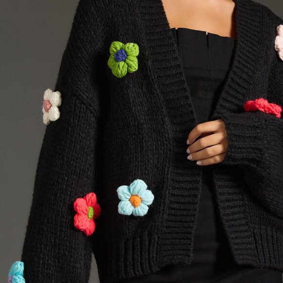 Anthropologie The Susannah 3D Flower Cardigan Sweater - Picture 1 of 7